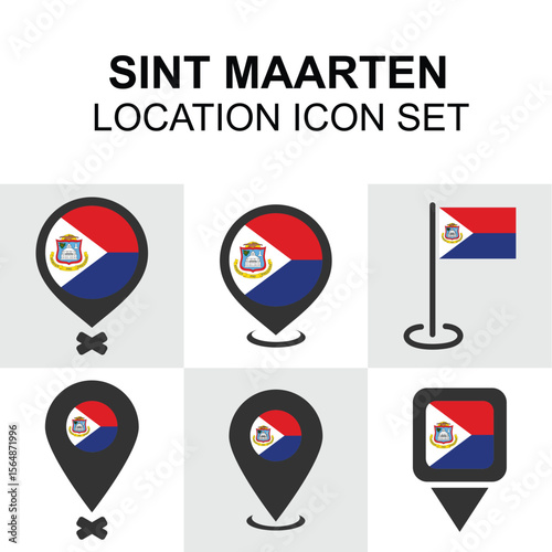 Free Download Geolocation icons with the flag and identity of Sint Maarten for Caribbean-themed projects. - GFXLoad