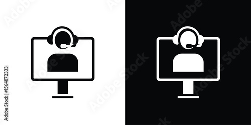 Tech support icon illustration doodle. Flat illustration vector set