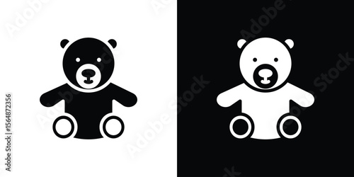 Teddy bear icon illustration doodle. Flat illustration vector set