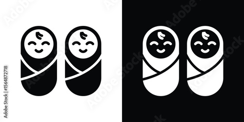 Twin icon illustration doodle. Flat illustration vector set