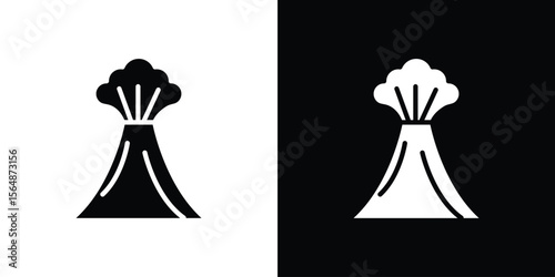 Volcano icon illustration doodle. Flat illustration vector set