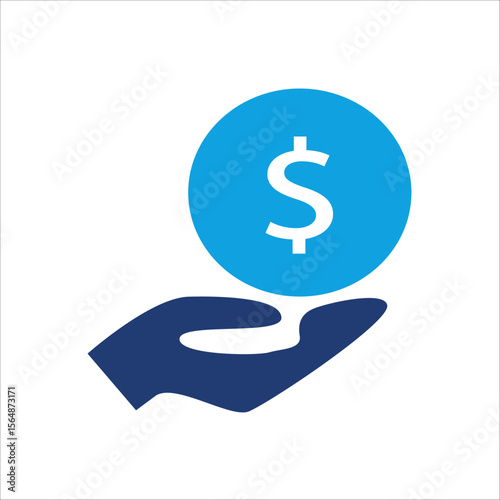 Business and commerce UI elements for web, app, banner, and print design. Blue financial and shopping icons with dollar signs, price tags, discounts, charts, invoices, and calculators.