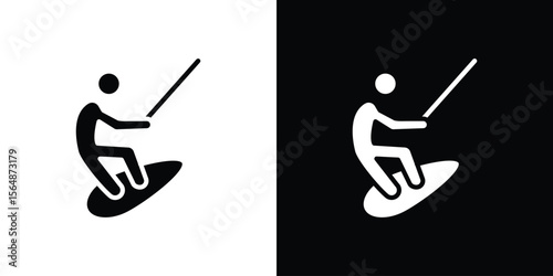 Wakeboarding icon illustration doodle. Flat illustration vector set
