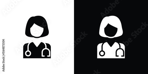 Woman Doctor icon illustration doodle. Flat illustration vector set