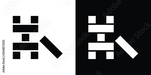 Wooden block icon illustration doodle. Flat illustration vector set