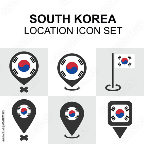 Modern icon set with South Korea’s flag and tech-savvy design styles.
