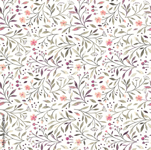 Art vintage abstract little floral pattern soft colors