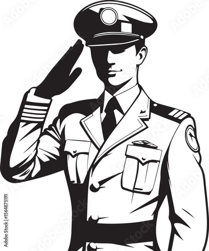 Saluting Officer: A dignified officer in uniform offers a respectful salute, embodying duty, honor, and service.
