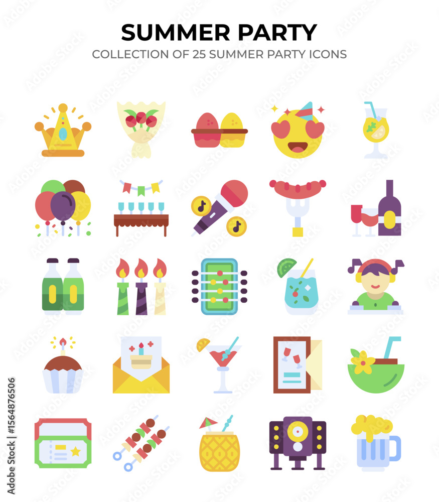 Fototapeta premium Summer Party. Collection of 25 Summer Party Icons