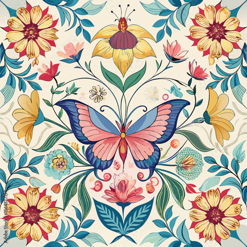 floral pattern butterfly vector intricate