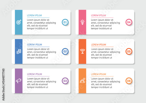 Business infographic vector design template with 6 options, steps or processes. Can be used for workflow layout, diagram, annual report, web design