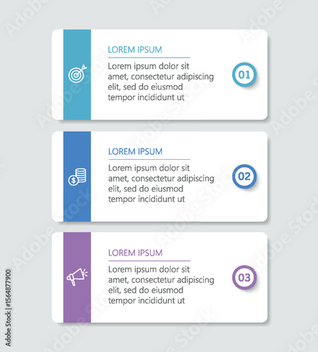 Business infographic template with 3 options or steps
