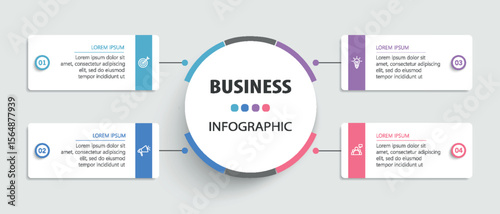  Business vector infographic template with 4 options or steps. Can be used for workflow layout, diagram, annual report, web design
