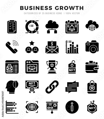 Business Growth Glyph icons. Vector Glyph illustration.