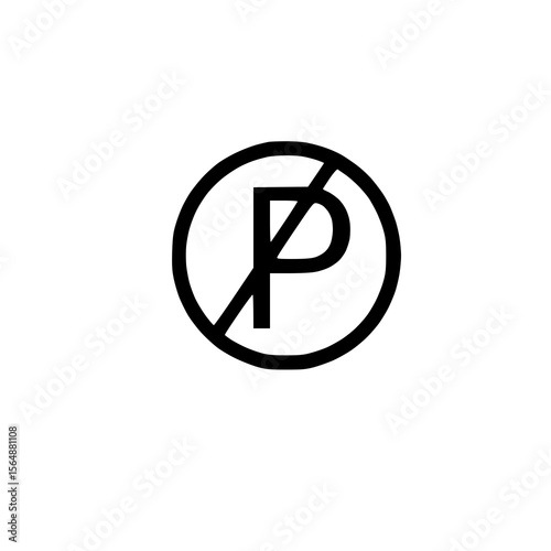 No parking symbol with p letter and prohibited sign.