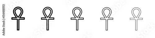 Ankh icon web Vector collection in black strokes