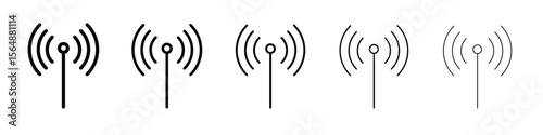 Antenna icon web Vector collection in black strokes