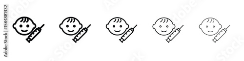 Baby Vaccination icon web Vector collection in black strokes