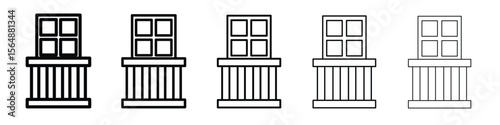 Balcony icon web Vector collection in black strokes