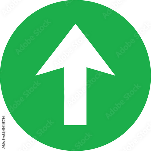 Green arrow up vector icon for business direction and success