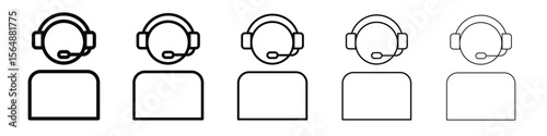 Callcenter icon web Vector collection in black strokes