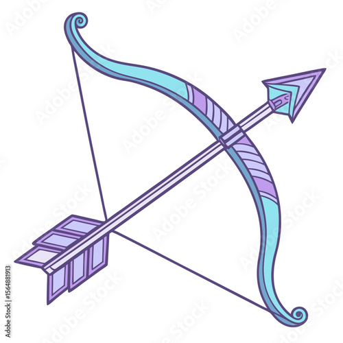 Colorful Decorative Bow and Arrow Vector Illustration | Traditional Archery Design