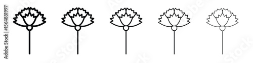 Carnation icon web Vector collection in black strokes