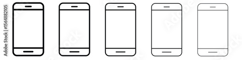 Cell phone icon web Vector collection in black strokes