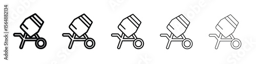 Cement mixer icon web Vector collection in black strokes