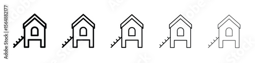 Chicken coop icon web Vector collection in black strokes