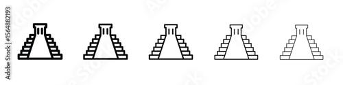 Chichen Itza icon web Vector collection in black strokes