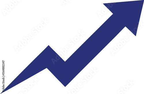 A striking 3D blue arrow on a white background symbolizes business success, growth, and forward direction