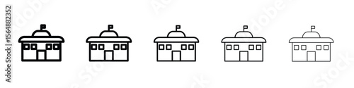 City hall icon web Vector collection in black strokes