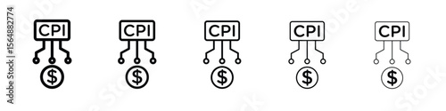 Consumer prices index icon web Vector collection in black strokes