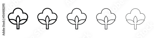 Cotton icon web Vector collection in black strokes
