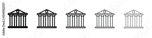 Courthouse icon web Vector collection in black strokes