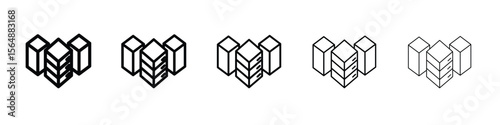 Data center icon web Vector collection in black strokes