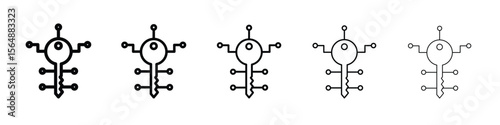 Digital key icon web Vector collection in black strokes