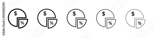 Dividend yield icon web Vector collection in black strokes