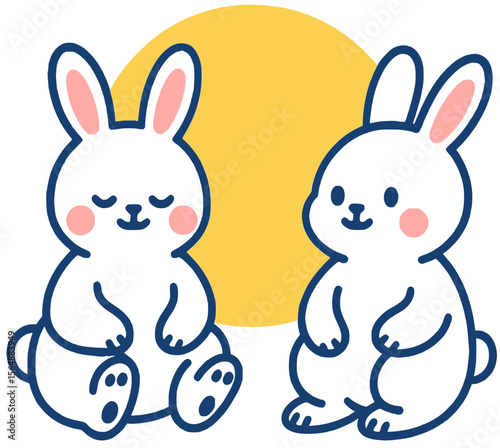 한가위 토끼 일러스트레이션 
