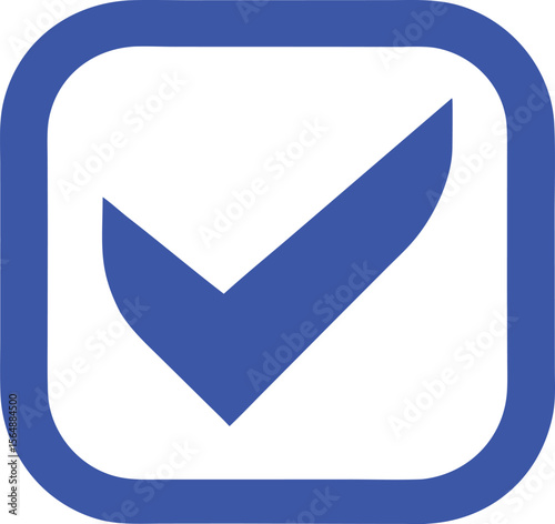 Blue check mark icon or button is a symbol of success and acceptance on the web