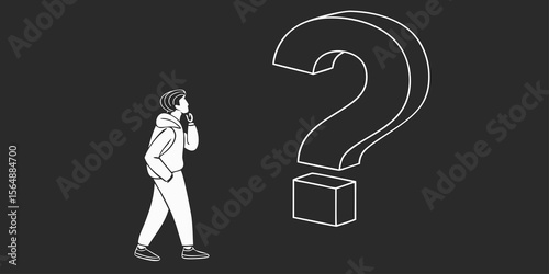 3D Question mark sign isolated on black background vector illustration