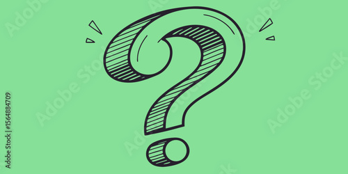 3D Question mark sign isolated on green background vector illustration