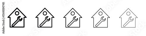Home repair icon web Vector collection in black strokes