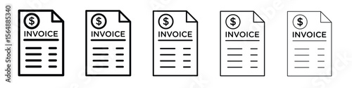 Invoice icon web Vector collection in black strokes