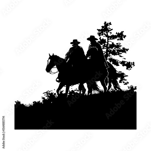 Cavalry on Horseback Silhouettes Set Clipart on White Background