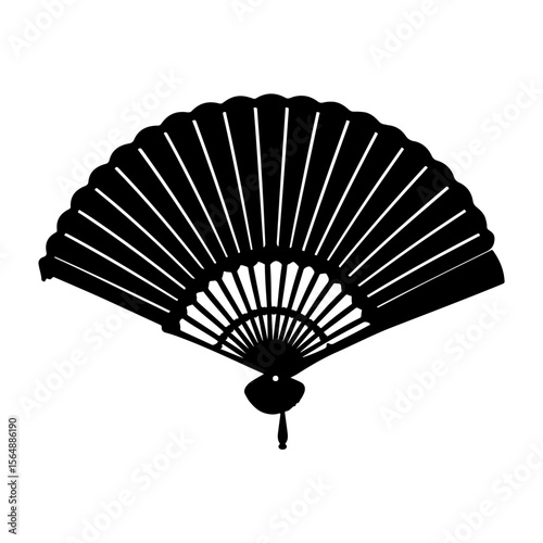 Foldable Hand Fan Silhouette Clipart on White Background