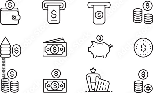Modern Finance and Piggy Bank Icons

