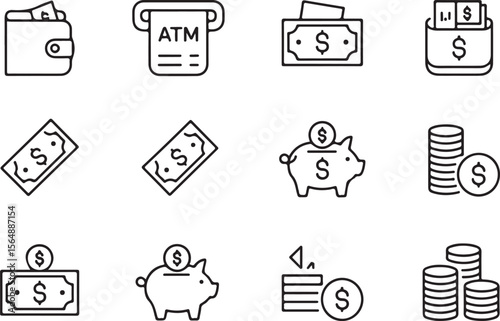 Modern Finance and Piggy Bank Icons

