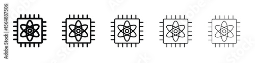 Quantum computing icon web Vector collection in black strokes
